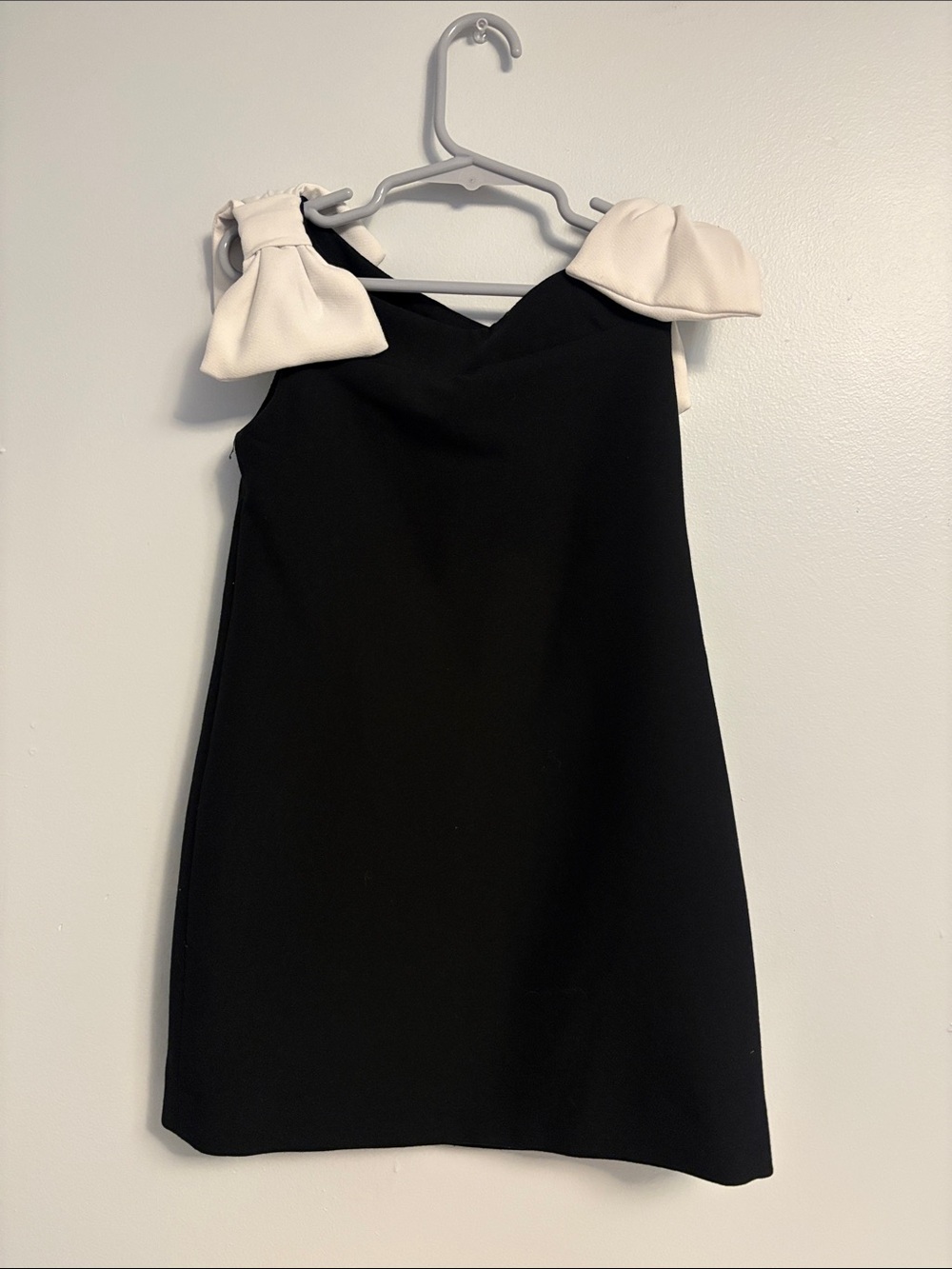 Zara Girls Bow Detail Mini Dress in Black & White Like New
